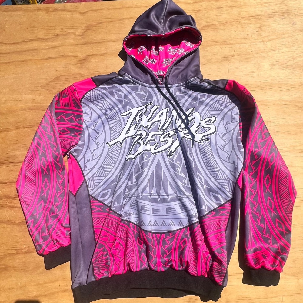 Islands Best Tribal Print Hoodie Pink Grey Black Polynesian Streetwear Pullover
